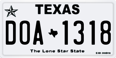 TX license plate DOA1318