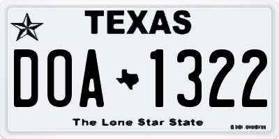 TX license plate DOA1322