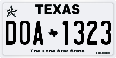 TX license plate DOA1323