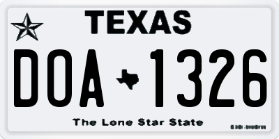 TX license plate DOA1326