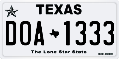 TX license plate DOA1333