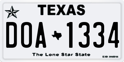 TX license plate DOA1334