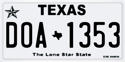 TX license plate DOA1353