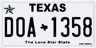 TX license plate DOA1358