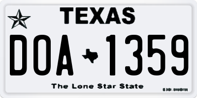 TX license plate DOA1359