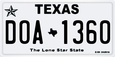 TX license plate DOA1360