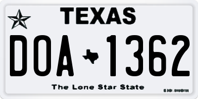TX license plate DOA1362