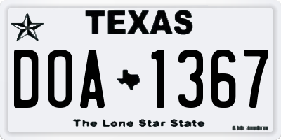 TX license plate DOA1367