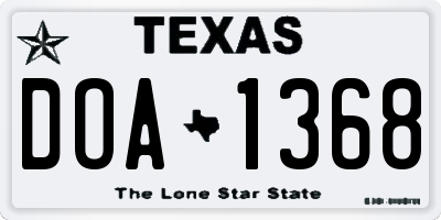 TX license plate DOA1368