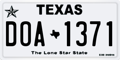 TX license plate DOA1371