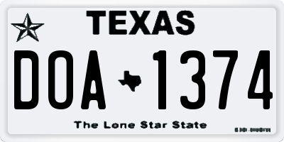 TX license plate DOA1374
