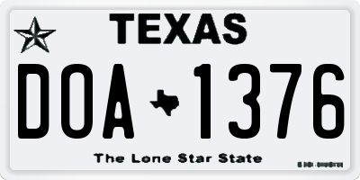 TX license plate DOA1376