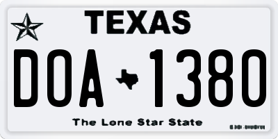 TX license plate DOA1380