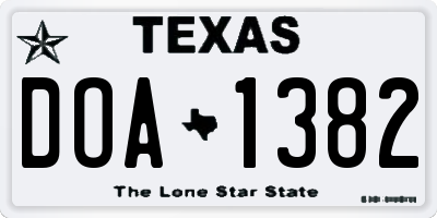 TX license plate DOA1382