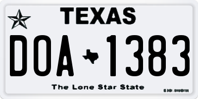 TX license plate DOA1383