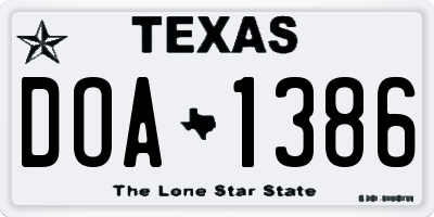 TX license plate DOA1386