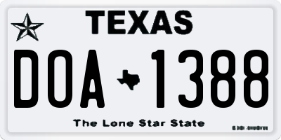 TX license plate DOA1388