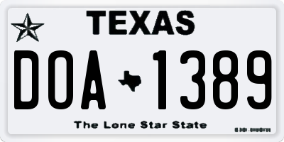 TX license plate DOA1389