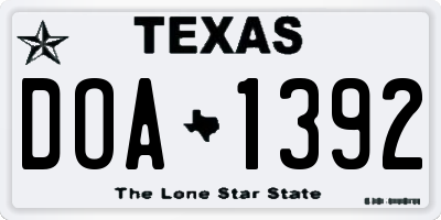 TX license plate DOA1392