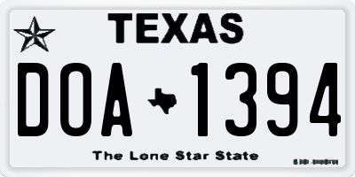 TX license plate DOA1394