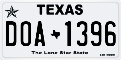 TX license plate DOA1396