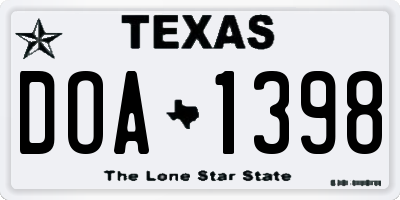 TX license plate DOA1398