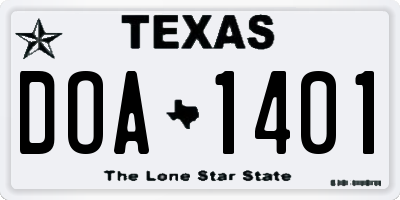 TX license plate DOA1401