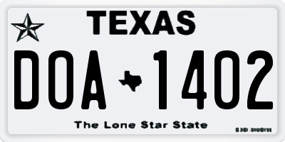 TX license plate DOA1402