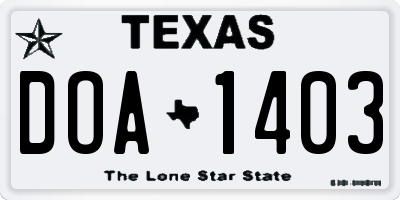 TX license plate DOA1403