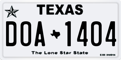 TX license plate DOA1404