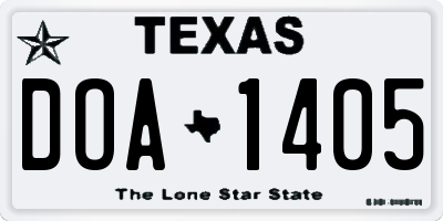 TX license plate DOA1405