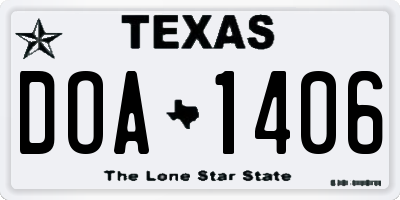 TX license plate DOA1406
