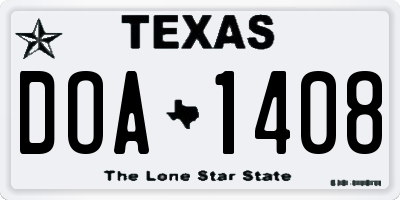 TX license plate DOA1408
