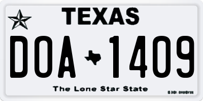 TX license plate DOA1409