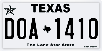 TX license plate DOA1410
