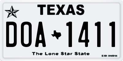 TX license plate DOA1411