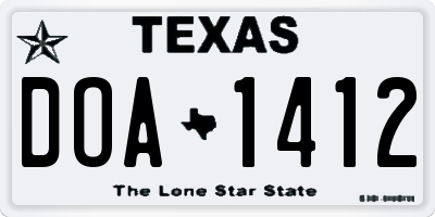 TX license plate DOA1412