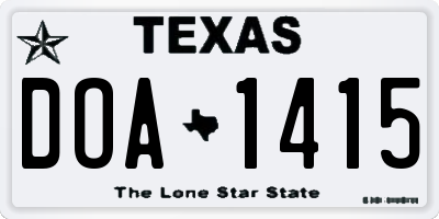 TX license plate DOA1415