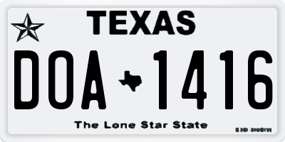 TX license plate DOA1416