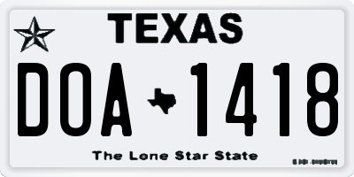 TX license plate DOA1418