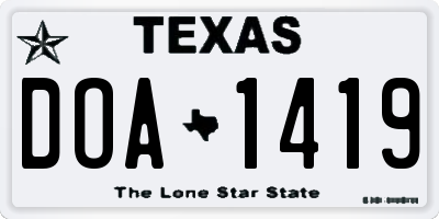 TX license plate DOA1419