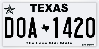TX license plate DOA1420