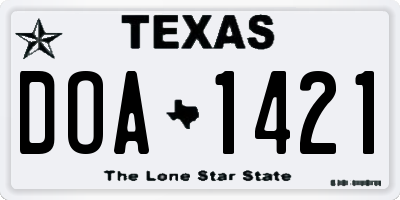 TX license plate DOA1421