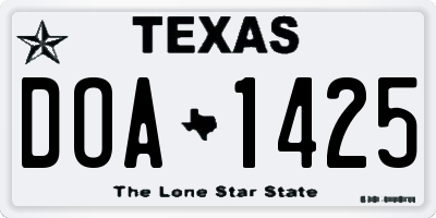TX license plate DOA1425