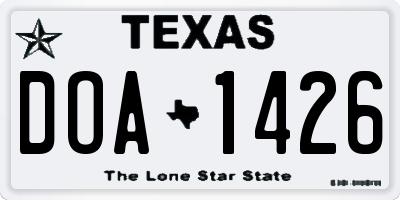 TX license plate DOA1426