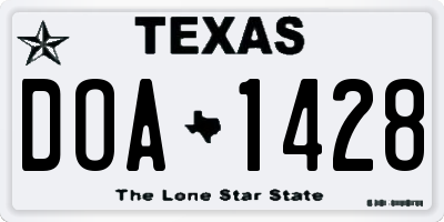 TX license plate DOA1428