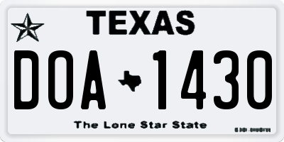 TX license plate DOA1430