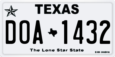 TX license plate DOA1432