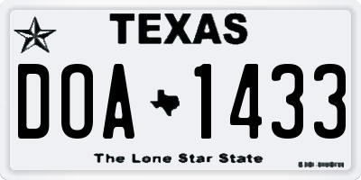 TX license plate DOA1433
