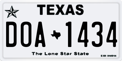 TX license plate DOA1434